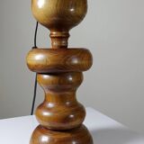 Imposing vintage Scandinavian style lamp designed in turned carved wood with a