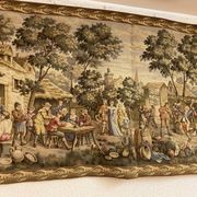 Tapestry of the Gobelins, village festival scene, perfect condition.