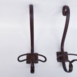 3 patères murales en fer forgé vintage