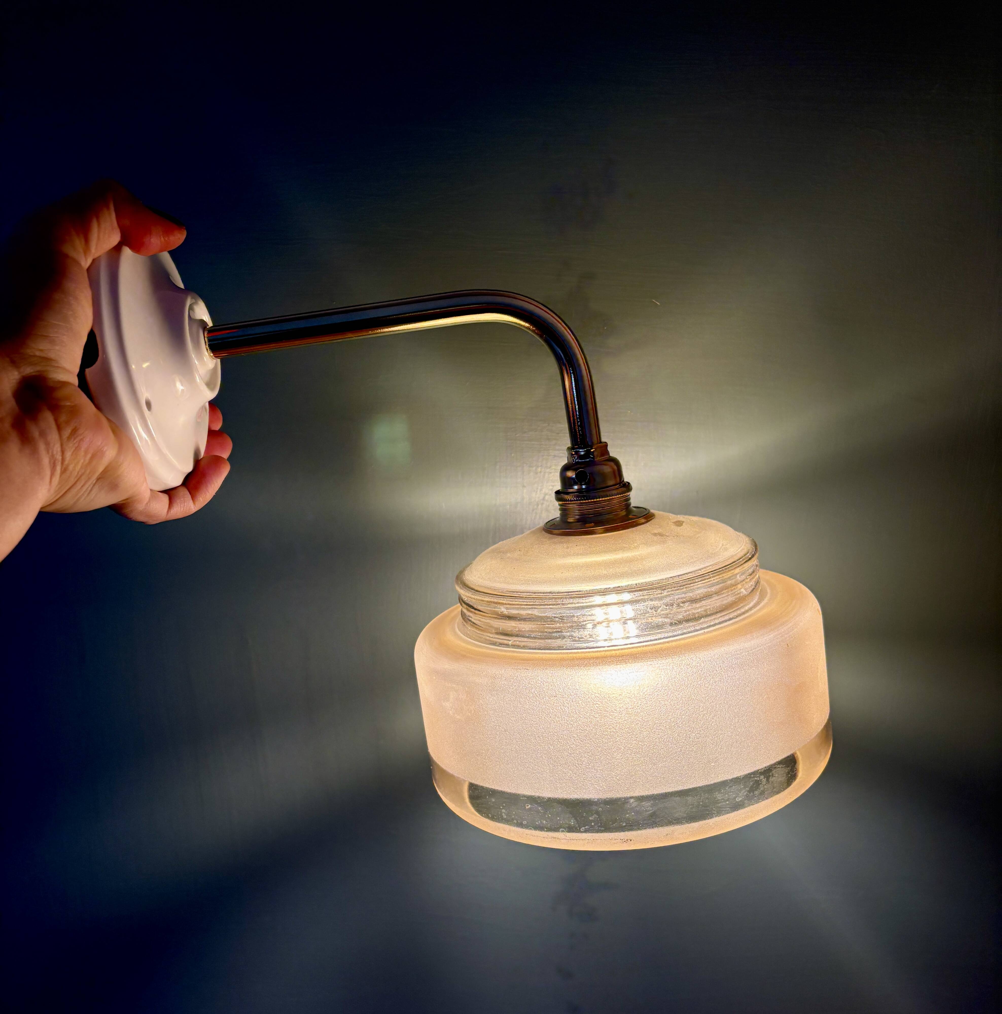 Yellow frosted glass vintage wall lamp shade