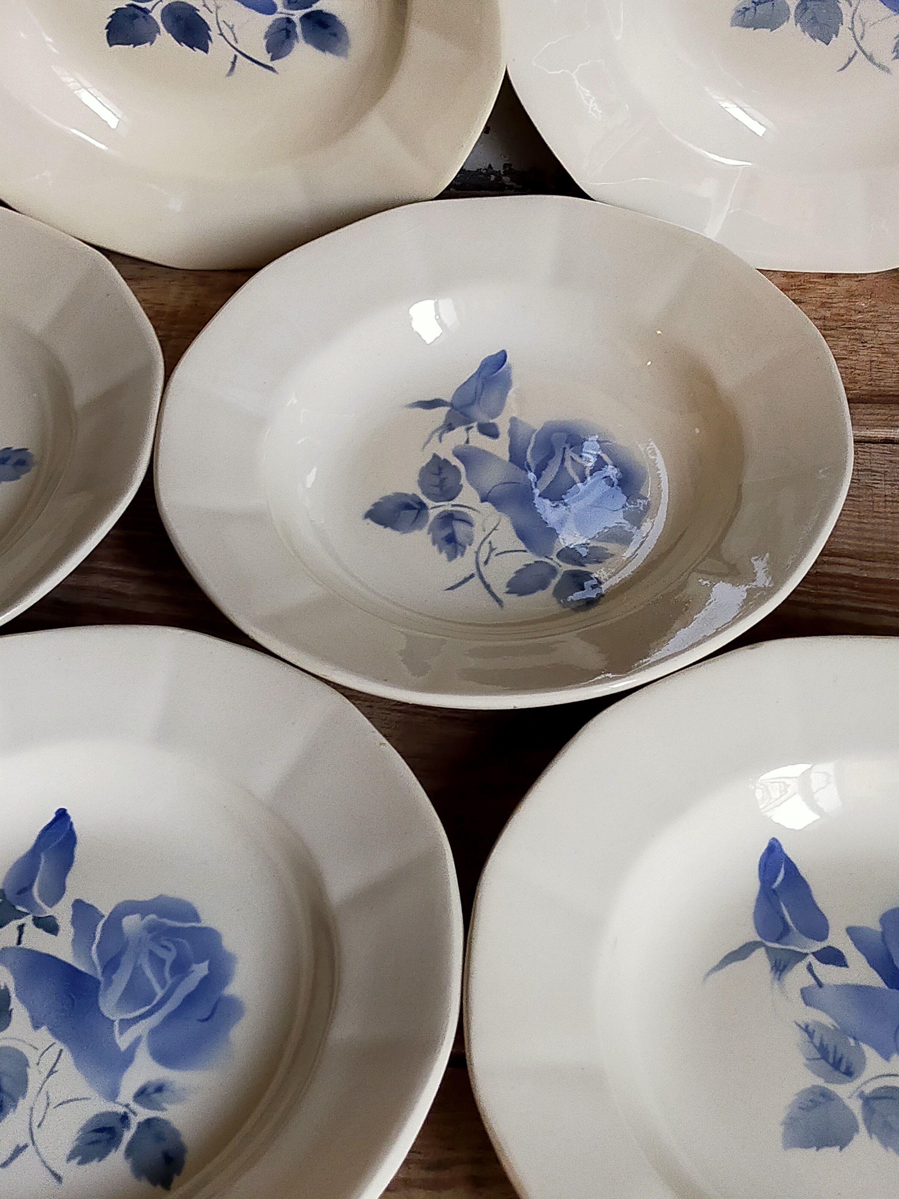 Six earthenware plates of Digoin and Sarreguemines 40s