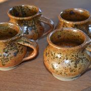 4 pyrite stoneware cups/mugs/coffee cups signed J.P.G.