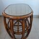 Oval coffee table in rattan and cane, vintage double top