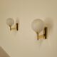 Pair of vintage wall lights in brass and glass from the 70s