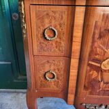 Chest of drawers transition Louis XVl marquetry marble top