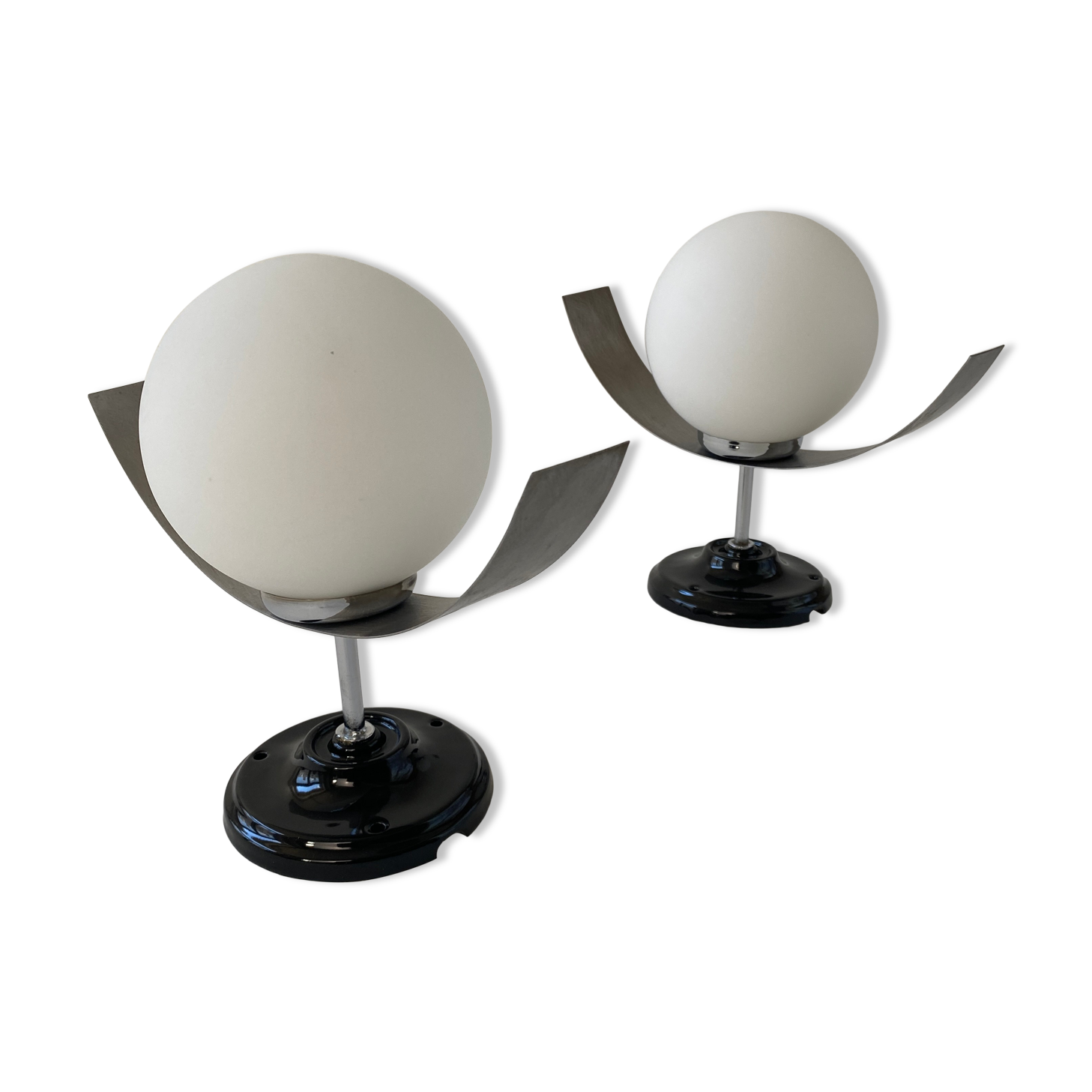 Pair of vintage opaline wall lamps