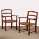 Paire de fauteuils en chêne et corde, travail français des années 1940