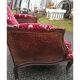 Shepherdess of style Louis XV with caned armrests fabric damask Red