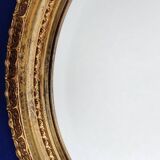 Vintage Wall-Hanging Oval Bevelled Mirror with Distressed Gold Gilt Frame