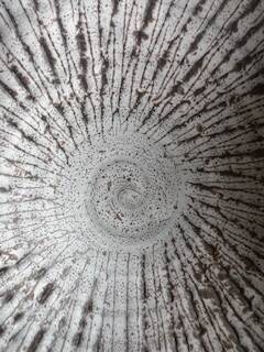 Glazed stoneware soup plate – textured radial decoration – wabi sabi style