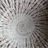 Glazed stoneware soup plate – textured radial decoration – wabi sabi style