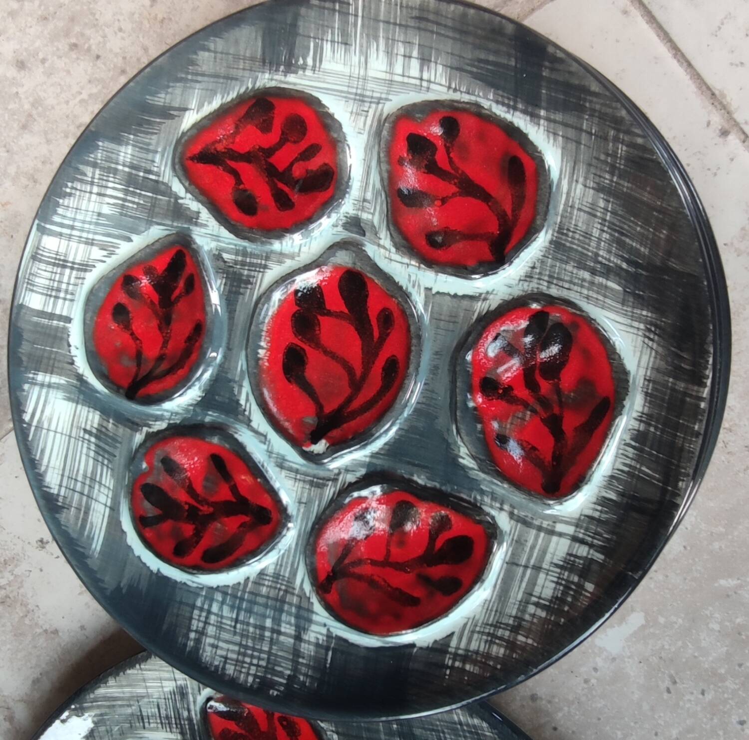 Vintage oyster dish set/Pornic/12 plates + 1 dish