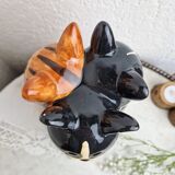 Cat cookie jar, ceramic cookie jar three vintage cats