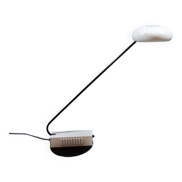 Lampe de bureau italienne blanche et noire, années 1980