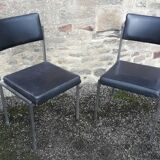 Paire de chaises OEM Strafor 1960 skaï métal chromé