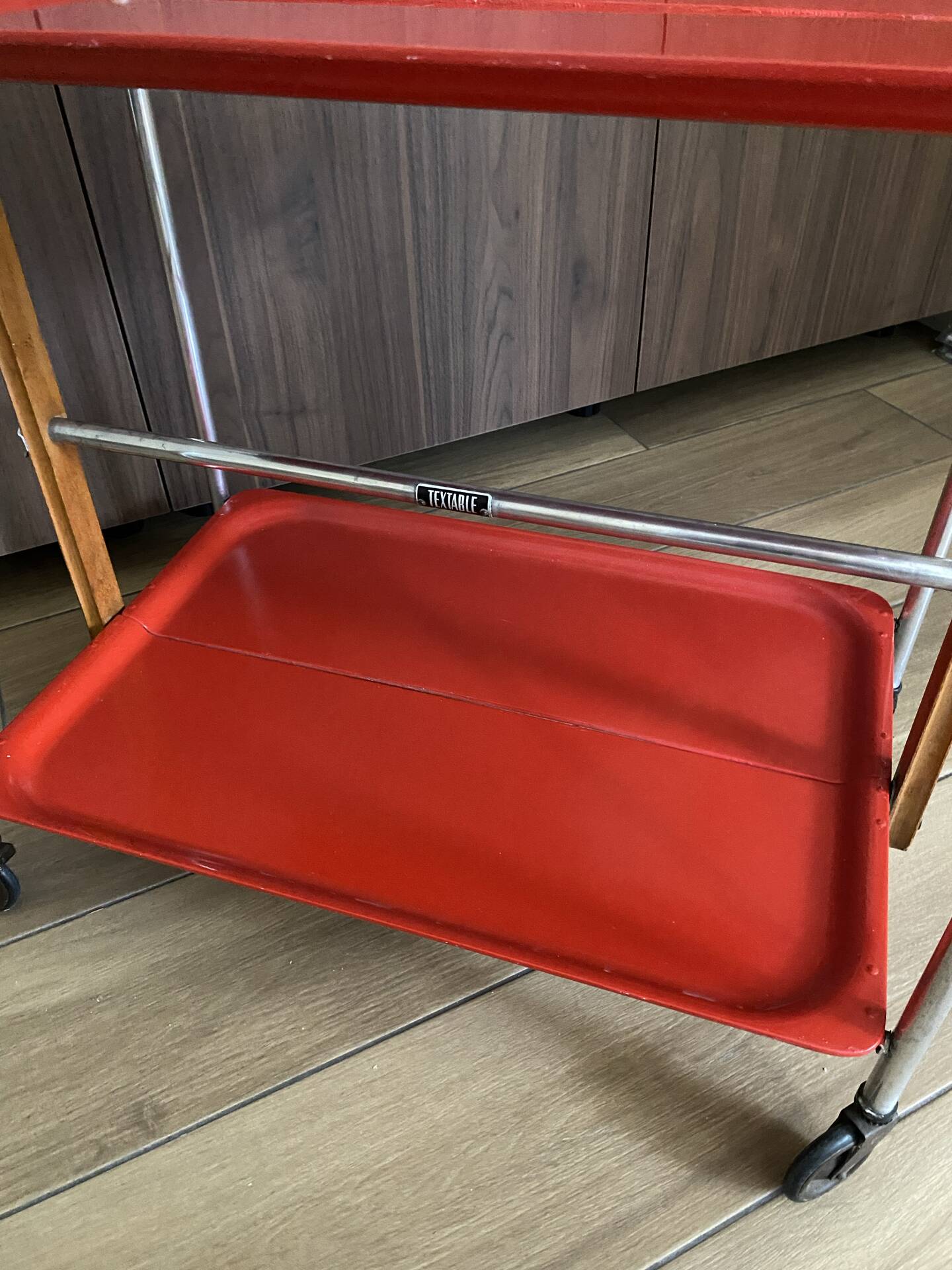 Service trolley rolling table Platex Textable red 70s Space Age