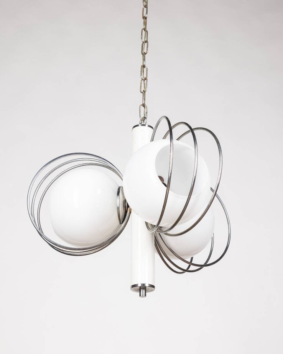 VINTAGE 70'S CHANDELIER IN SPACE AGE GLASS ITALIAN DESIGN