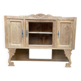 Vintage solid wood art deco 1950s display cabinet