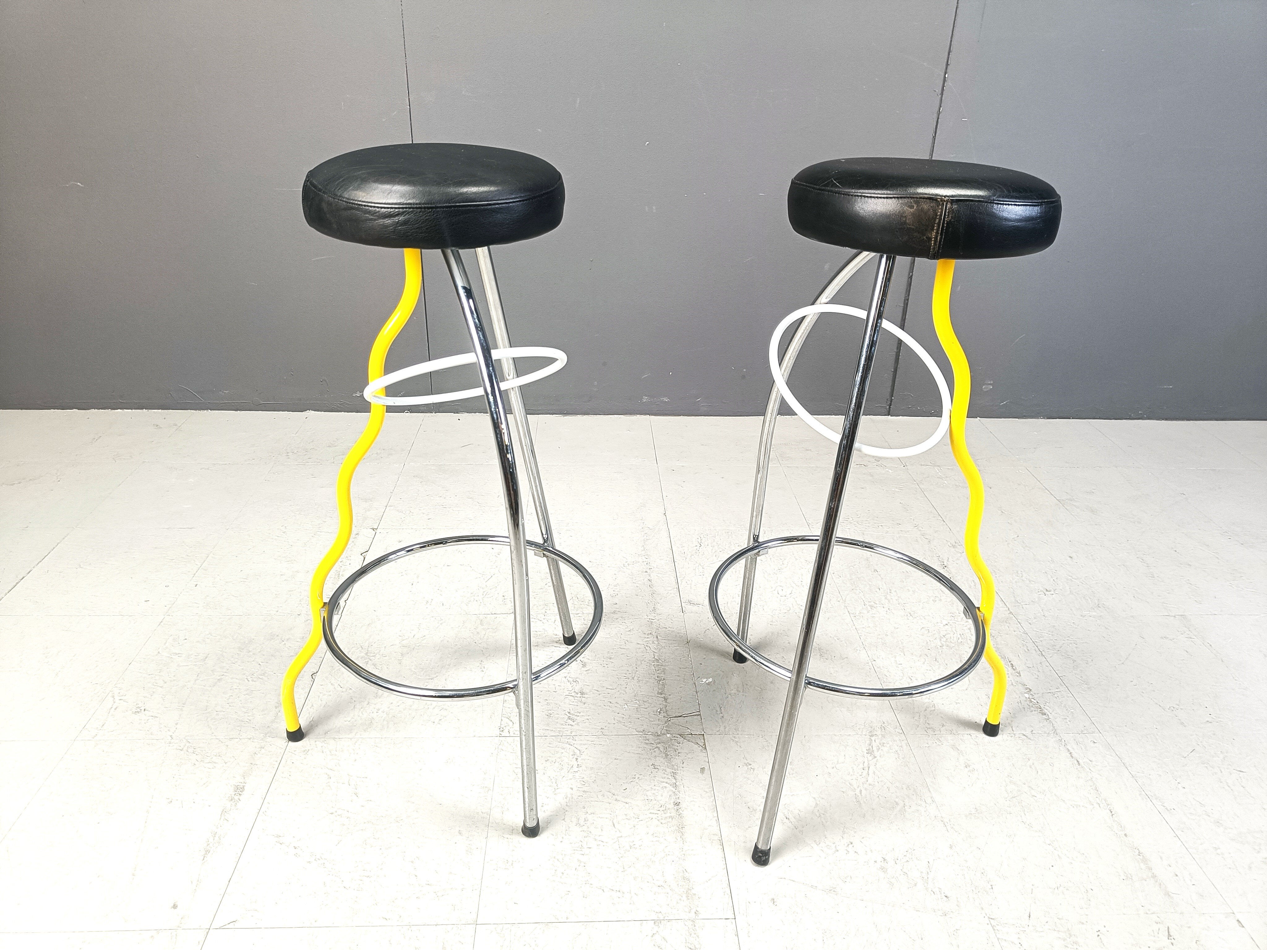 Pair of Duplex stools by Javier Mariscal for BD 1980s Memphis