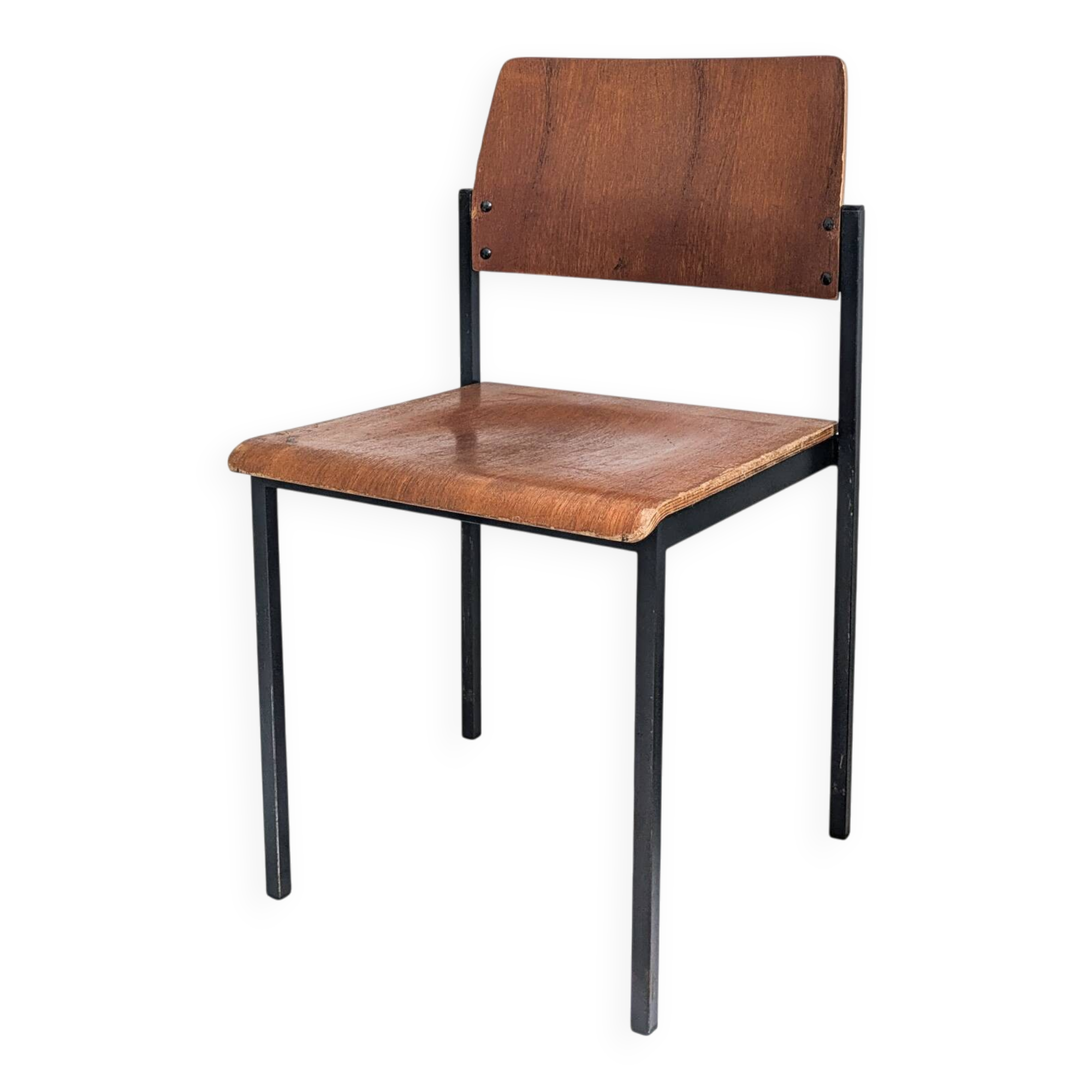 Chaise empilable vintage Mid-Century en bois design danois piètement métal