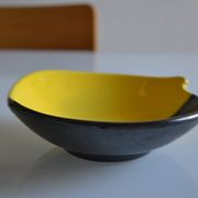 Bicolour ceramic cup in black and yellow signed Luc Vallauris 1950