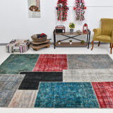 7x10 distressed multciolor vintage rug 301x220cm