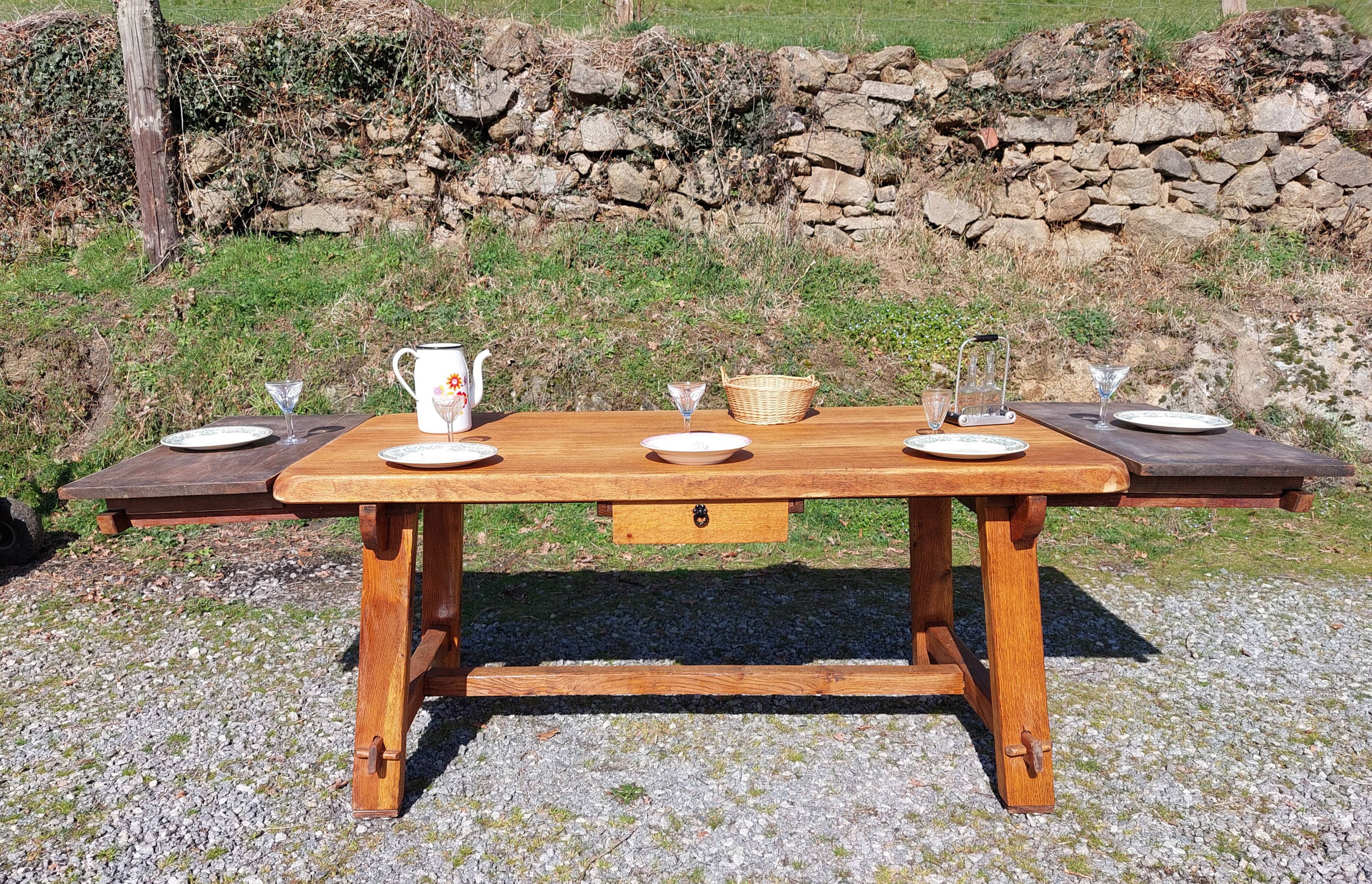 farm table with extensions, solid wood
