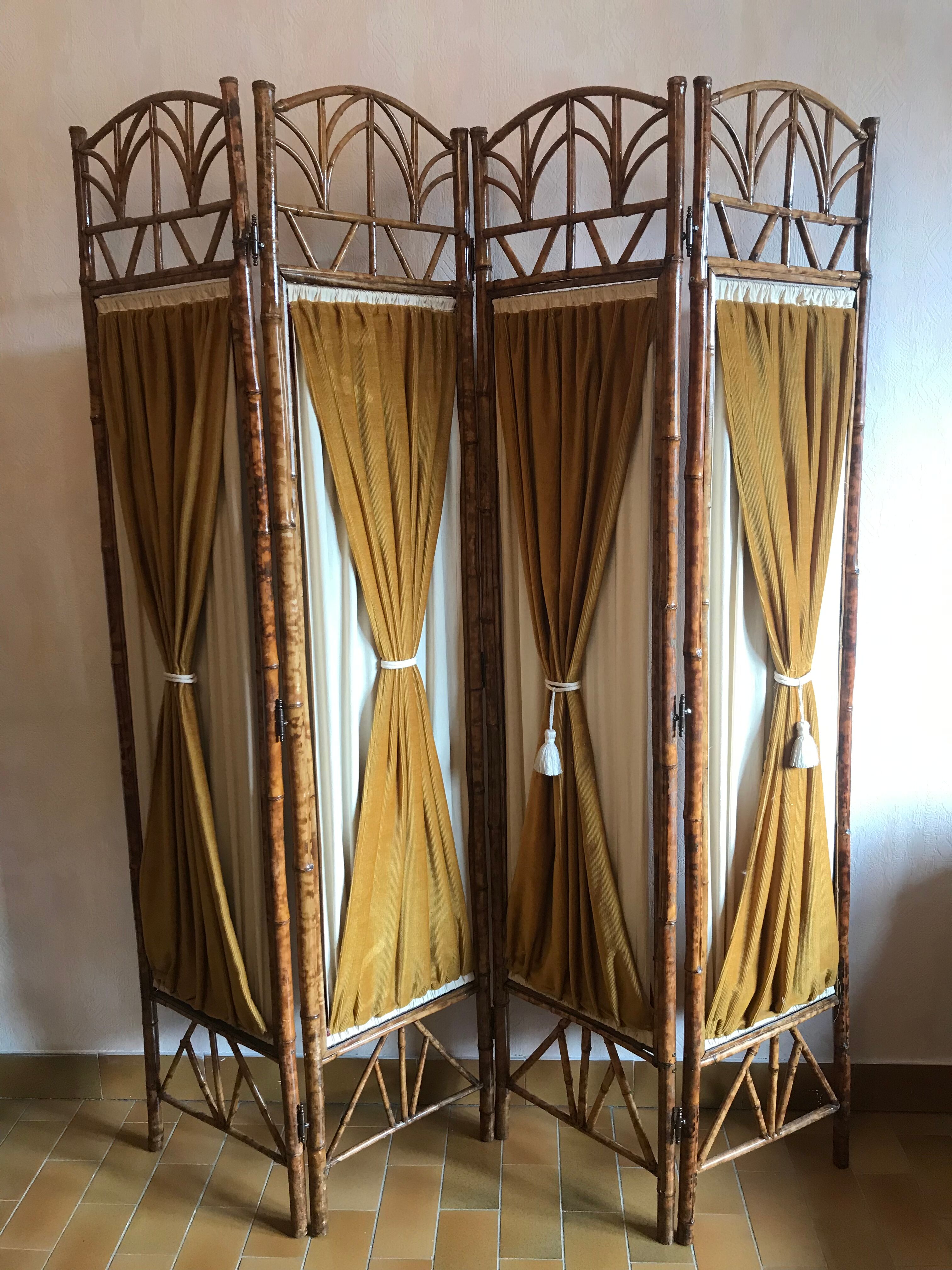 Bamboo and velvet screen