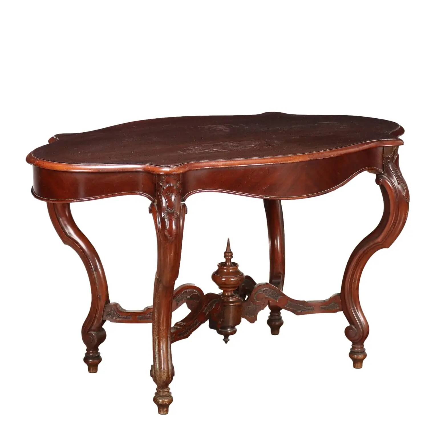 Table ancienne umbertine en acajou, Italie, fin XIXe siècle