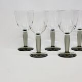 8 Bormioli Rocco Vintage Crystal Water Glasses with Grooved Grey Base