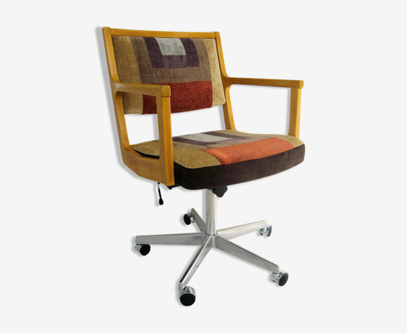 Fauteuil de bureau vintage à roulettes