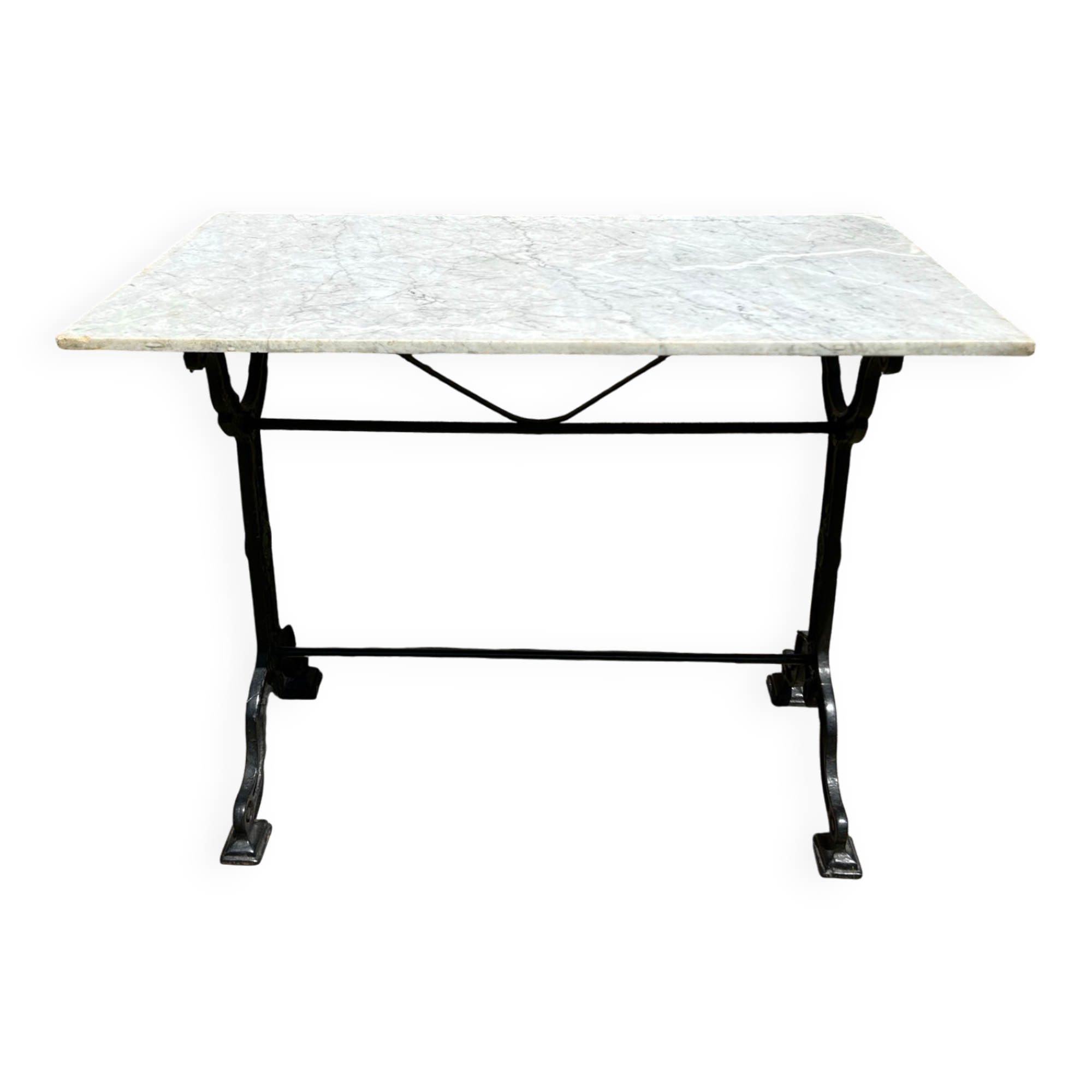 Rectangular bistro table in marble and cast iron