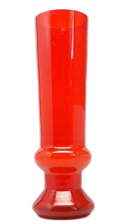 Postmodernist vase, red glass, Poland, 1970s