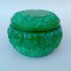 Bohemian handmade malachite glass candy dish or jewelry box.