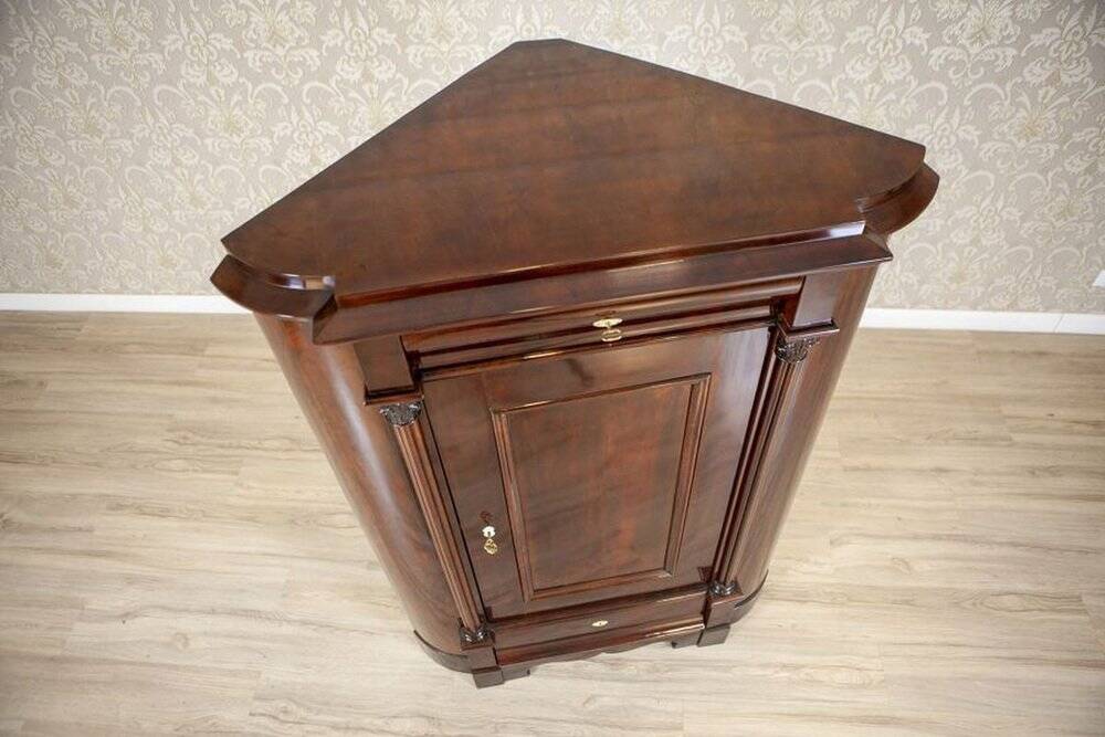 Biedermeier Mahogany Corner Cabinet, 1870