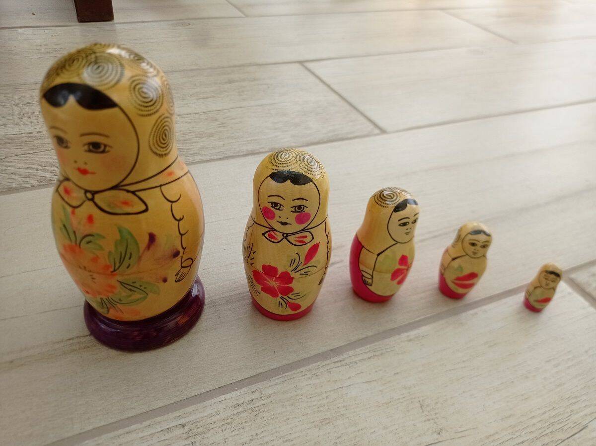 Old Russian wooden doll - USSR