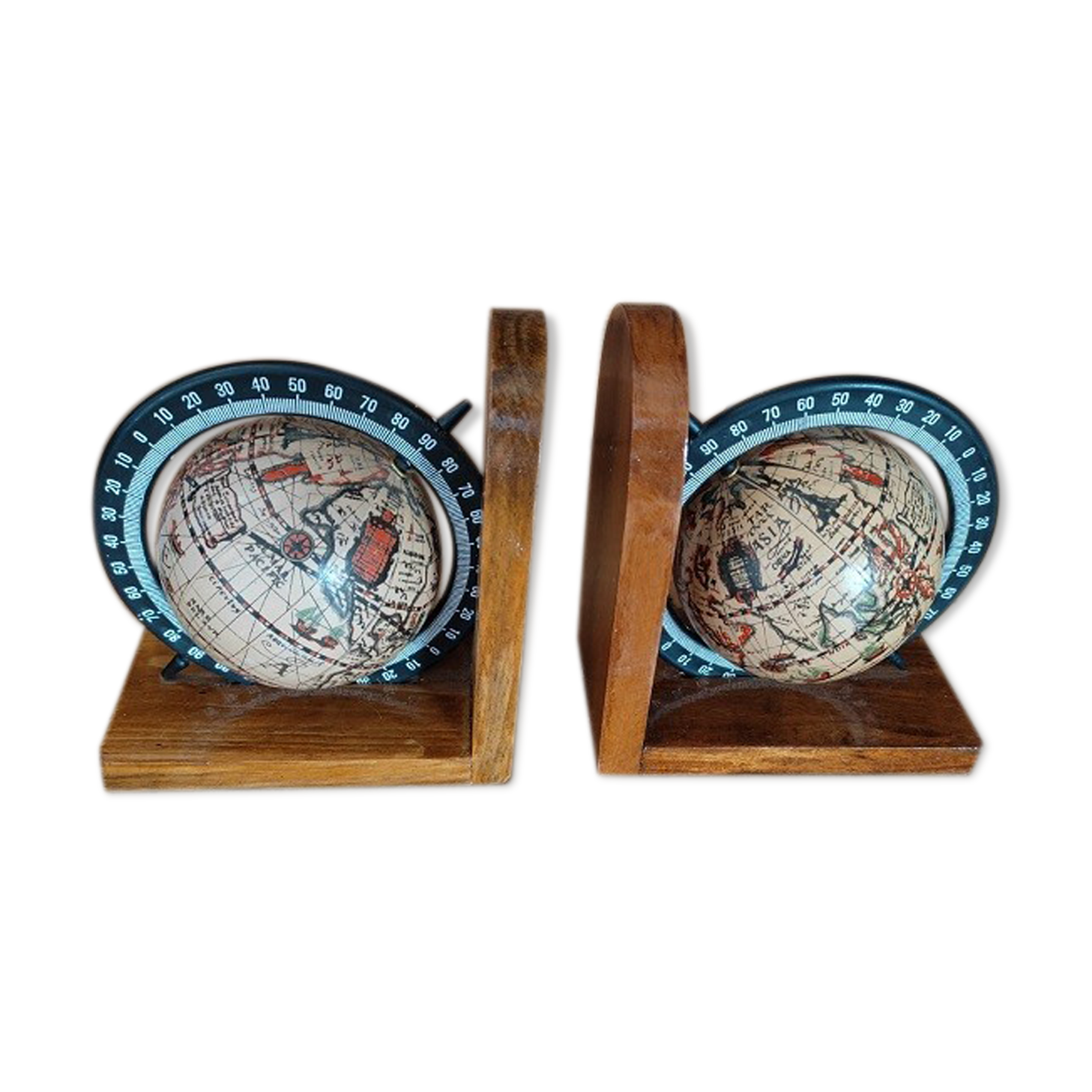 Cale books wood metal map world old vintage