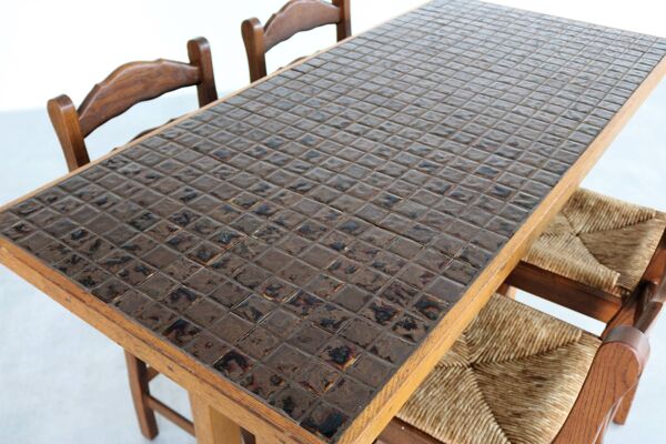 Table de bar vintage avec chaises   table à manger   tabourets de bar   années 1950