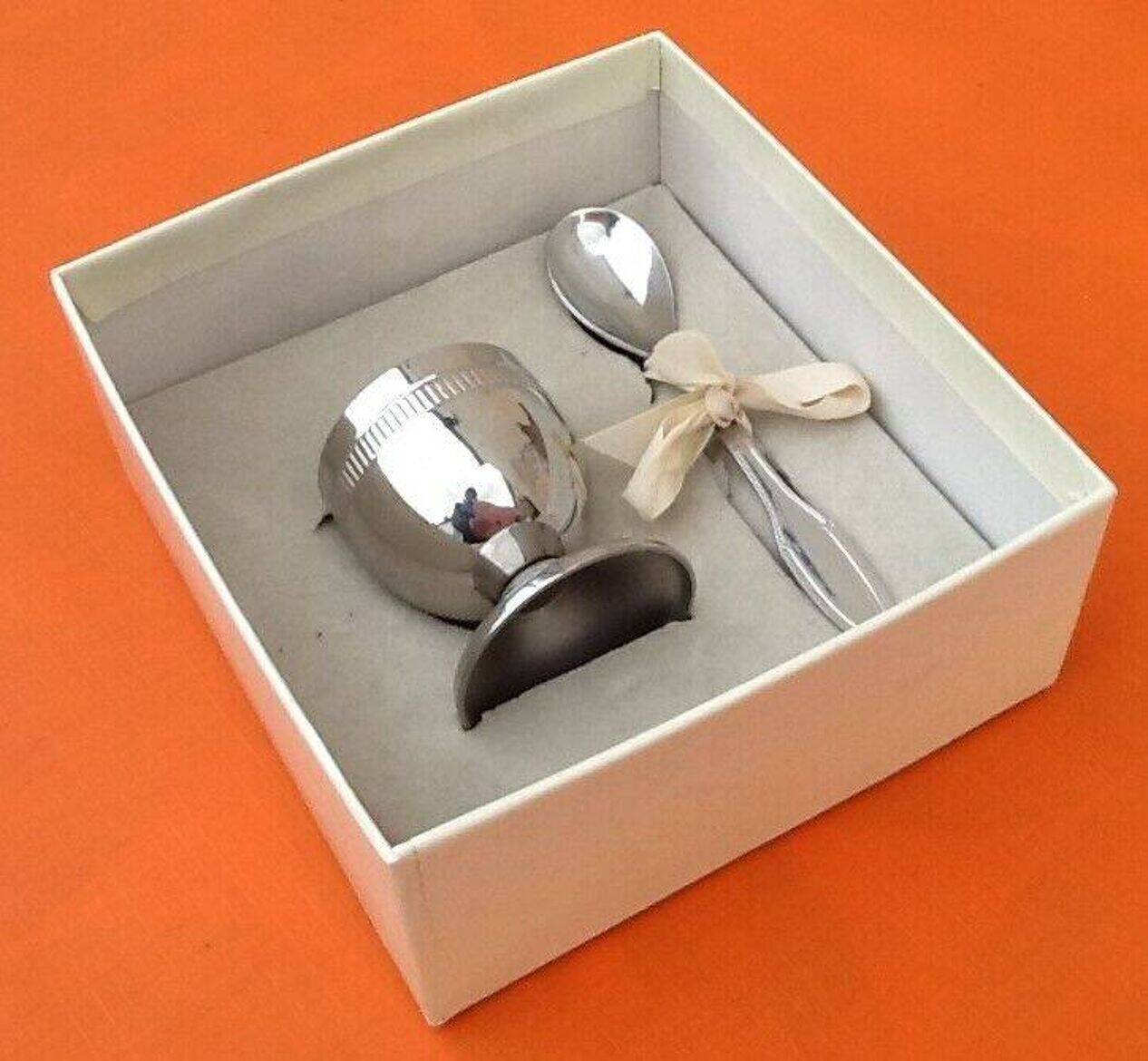 Egg cup and spoon set, President model, Silversmith Jean Couzon