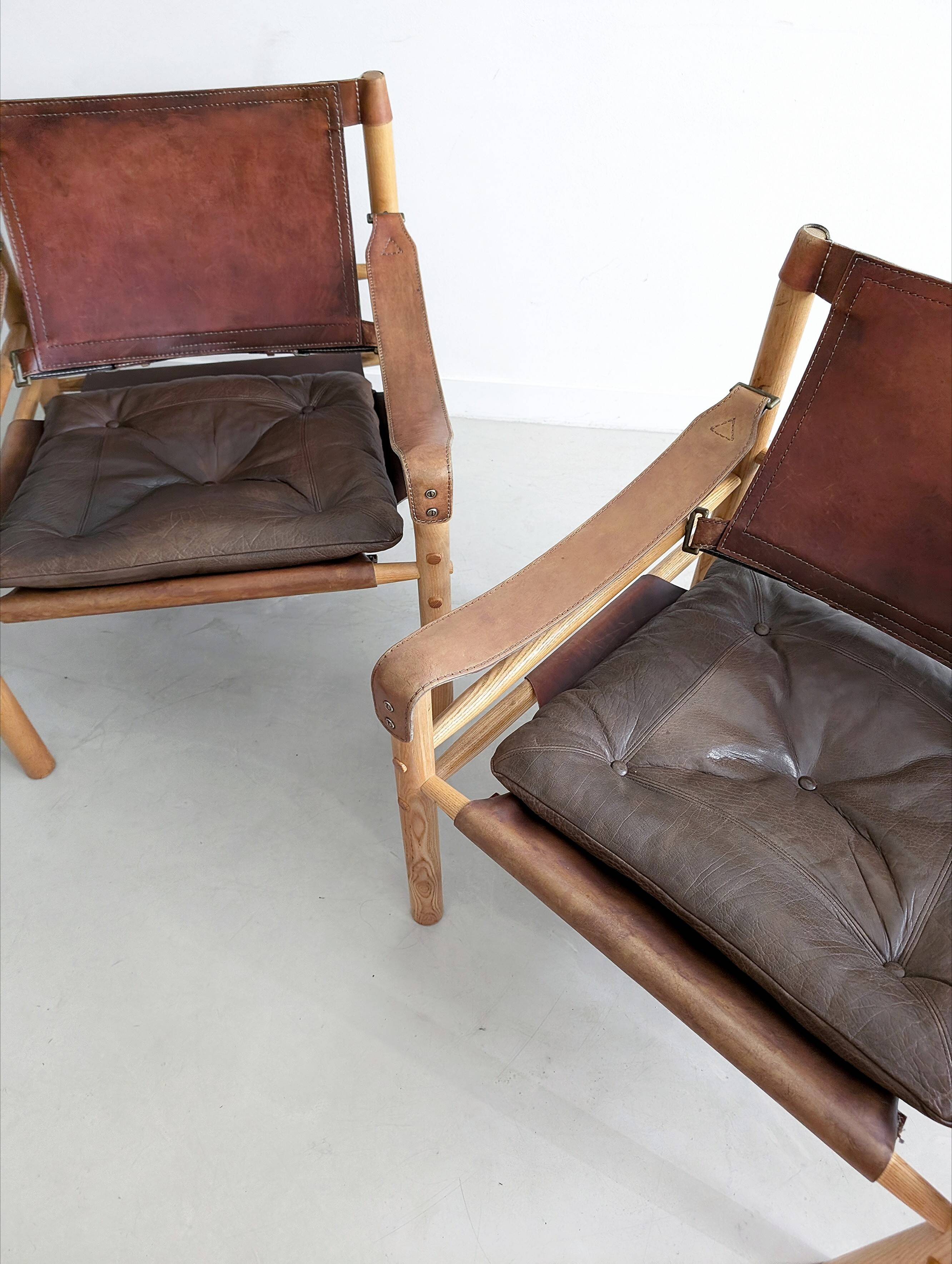 Set of 2 Safari 'Sirocco' chairs by Arne Norell 1960s