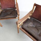 Set of 2 Safari 'Sirocco' chairs by Arne Norell 1960s