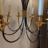 Lustre design 8 feux  métal en laiton doré