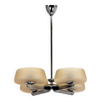 Art Deco Chrome Chandelier from ESC Zukov, Czechoslovakia, 1930s