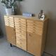 Vintage 20-drawer craft cabinet, 1960s in raw wood