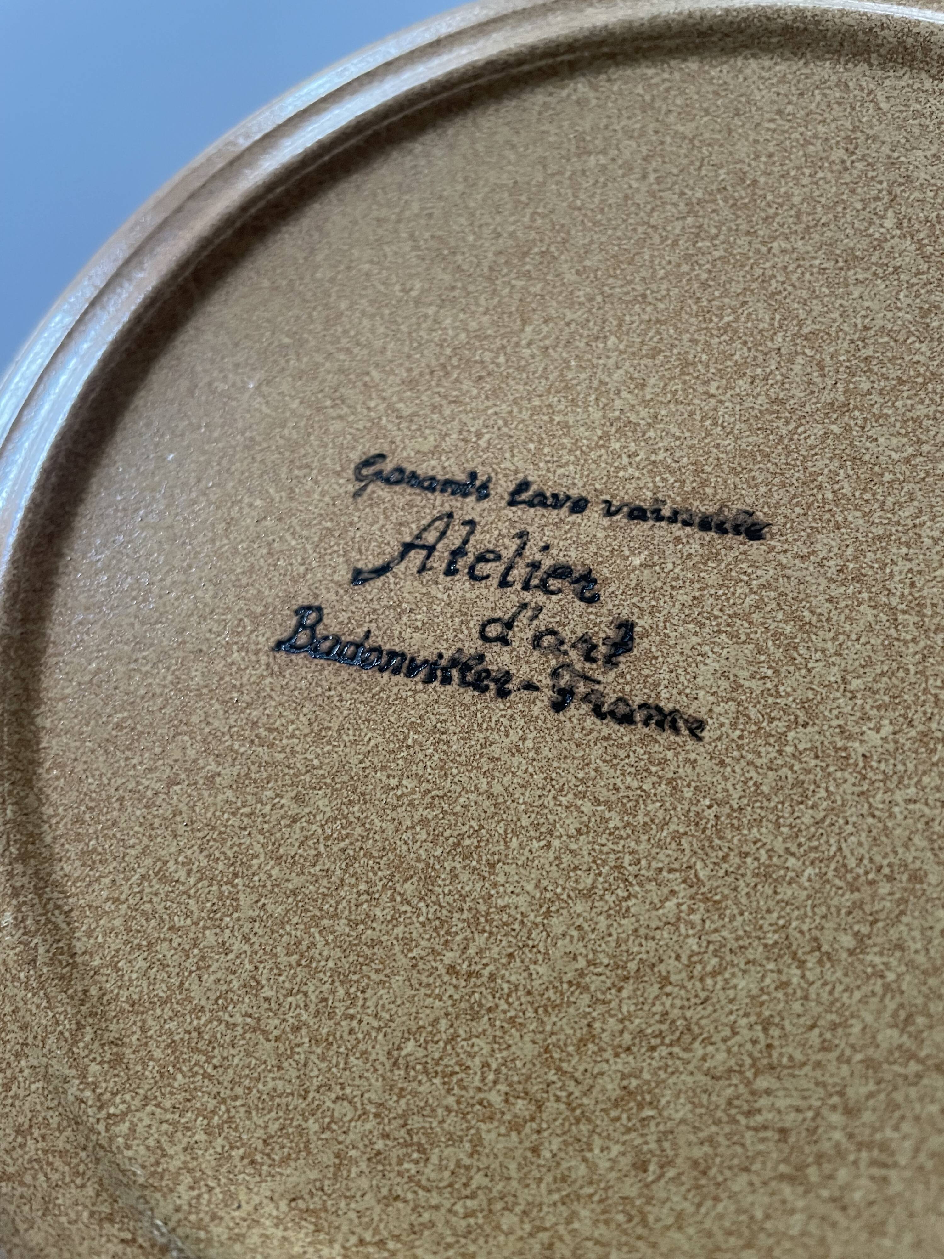 4 assiettes à dessert en grès Atelier d’Art Badonviller France