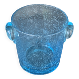 Vintage Biot Blue Blown Glass Ice Bucket