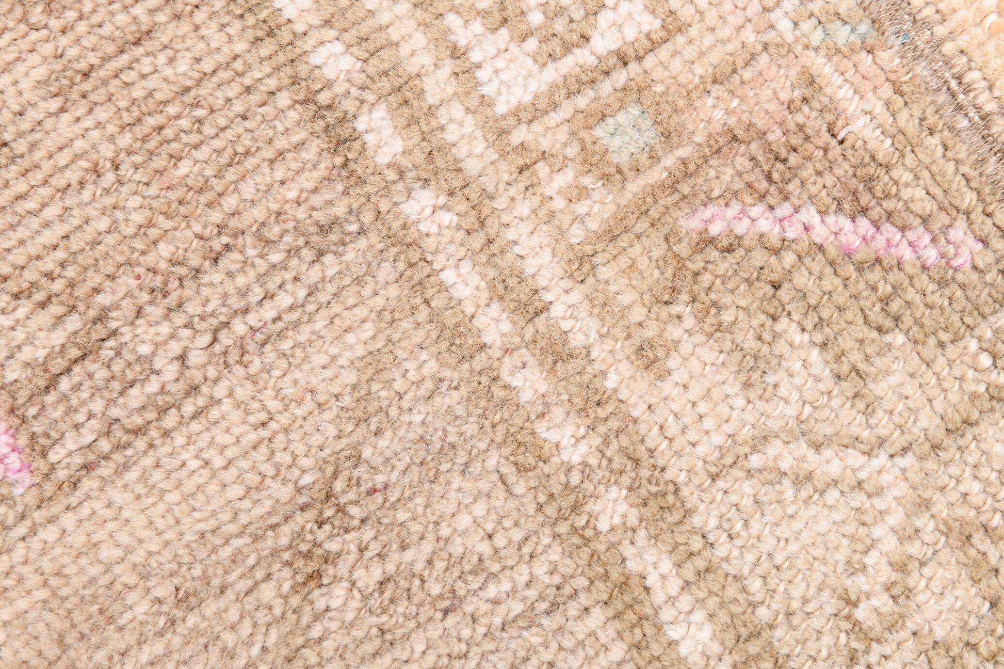 2x9 Turkish Pink & Brown Hallway Vintage Runner Rug, 77x270Cm