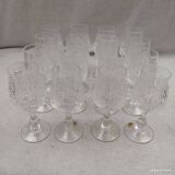 16 cut crystal wine glasses from Bohemia in very good condition.