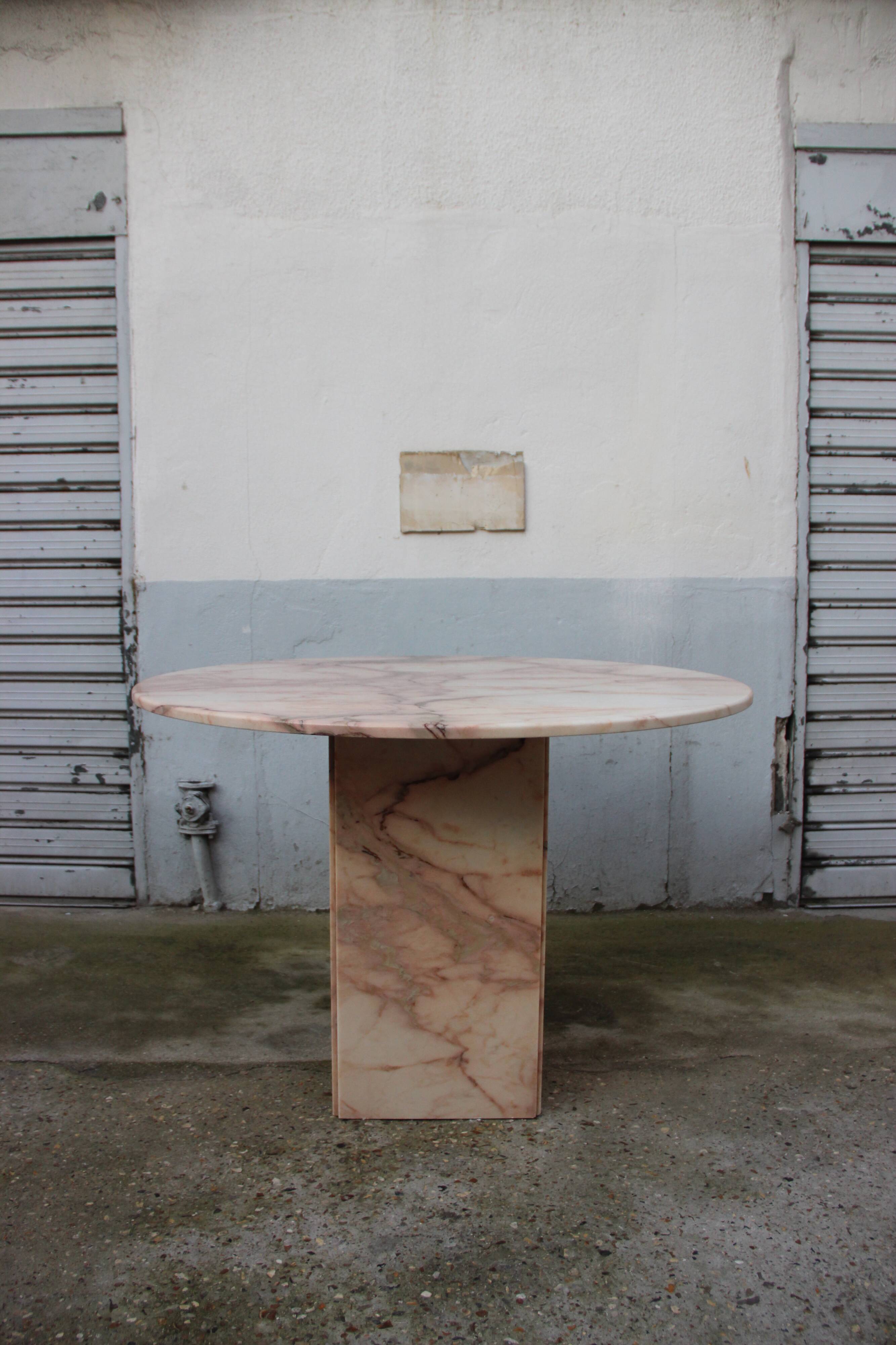 Pink marble dining table