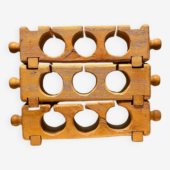 Brutalist wooden bottle rack